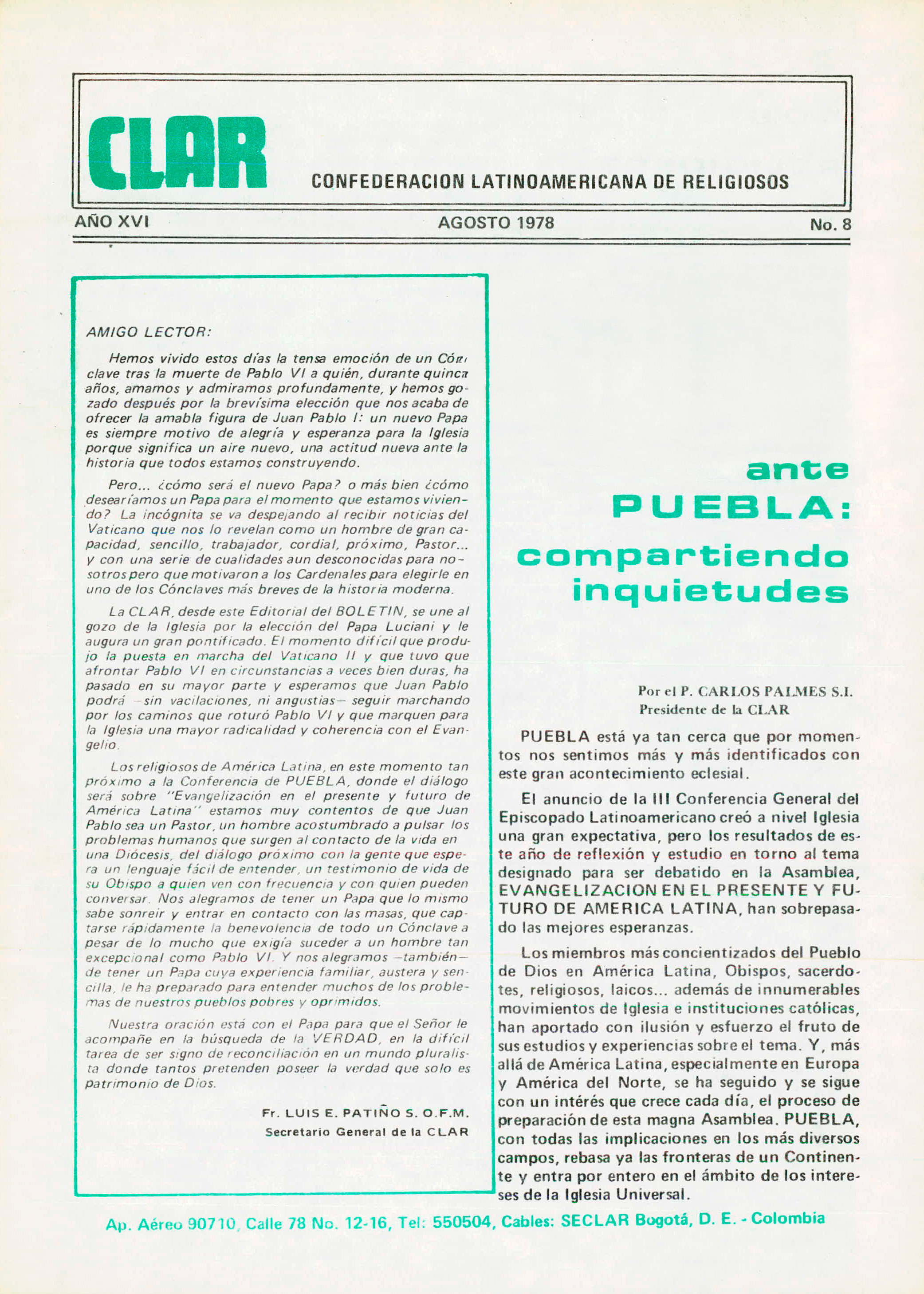 Boletín CLAR No 8 de 1978