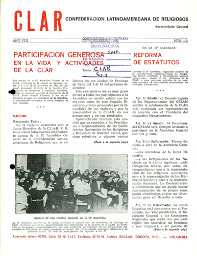 Boletín CLAR No 1-2 de 1970