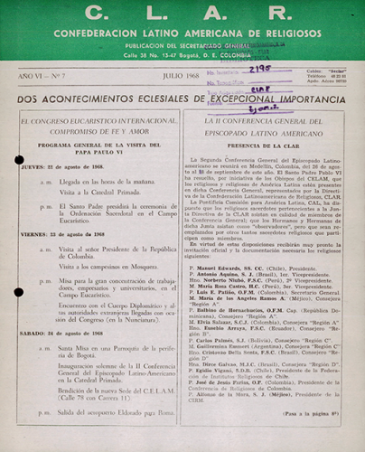Boletín CLAR No 7 de 1968